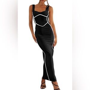 Black with White Piping Dress